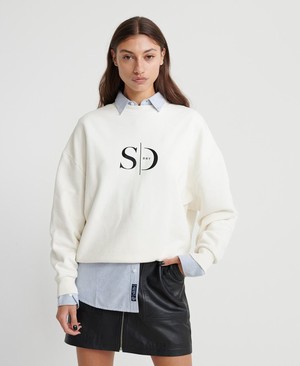 Superdry The Edit Slouchy Crew Neck Női Pulóver Krém | REZXC7643